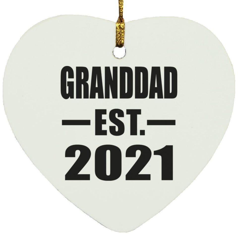Granddad Established EST. 2021 - Heart Ornament