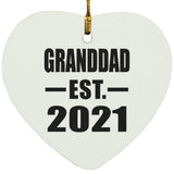Granddad Established EST. 2021 - Heart Ornament