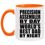 Precision Assembler By Day World's Best Dad By Night - 11oz Accent Mug Orange