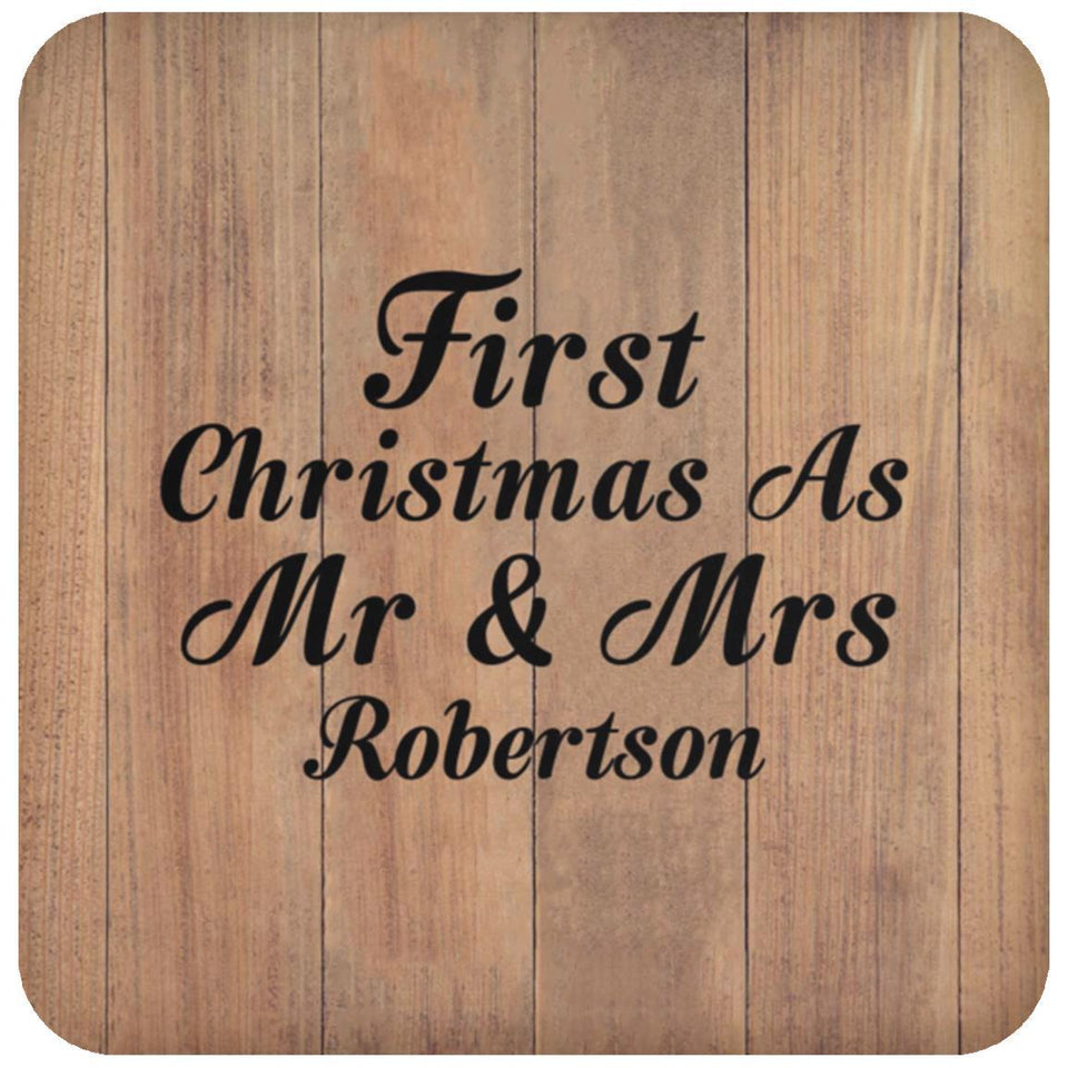 First Christmas As Mr & Mrs Robertson - Drink Coaster C