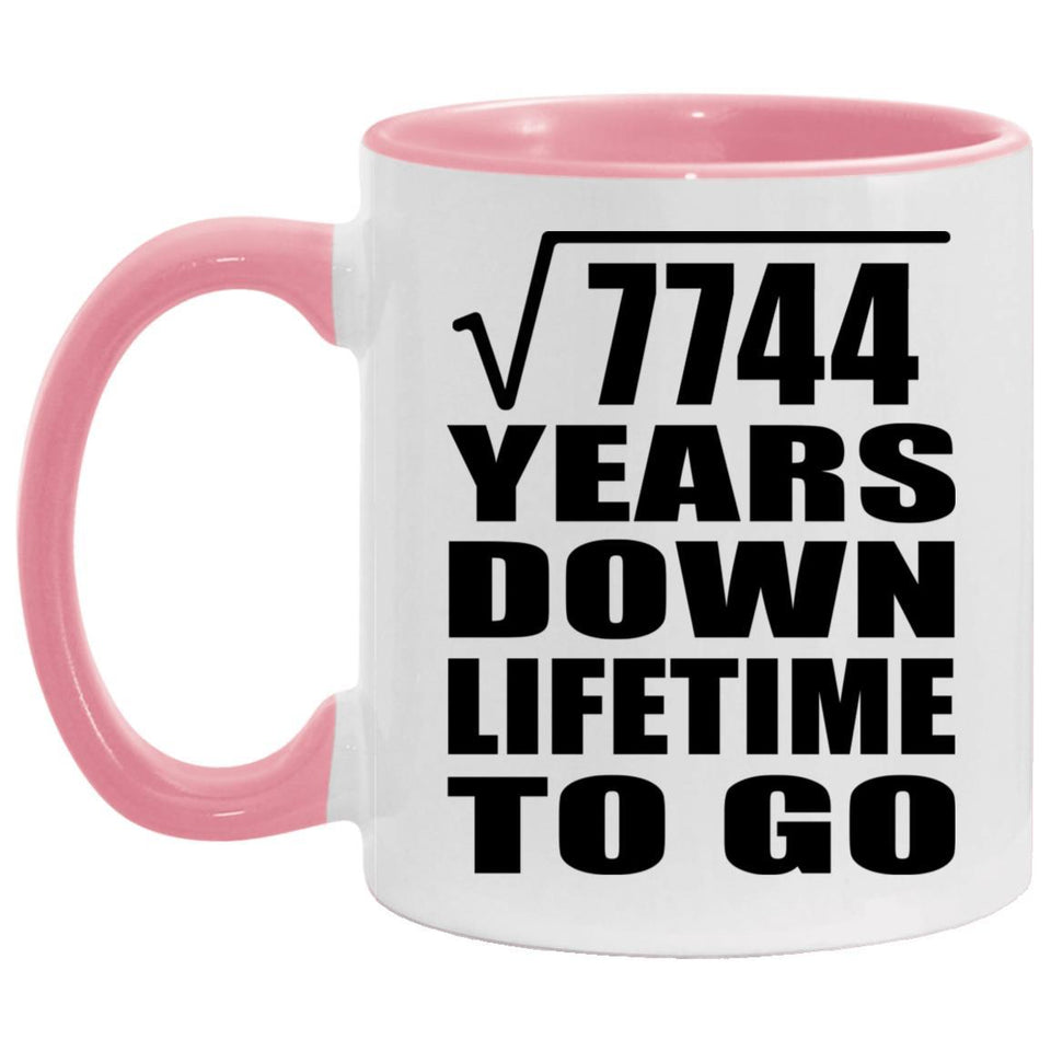 88th Anniversary Square Root of 7744 Years Lifetime To Go - 11oz Accent Mug Pink