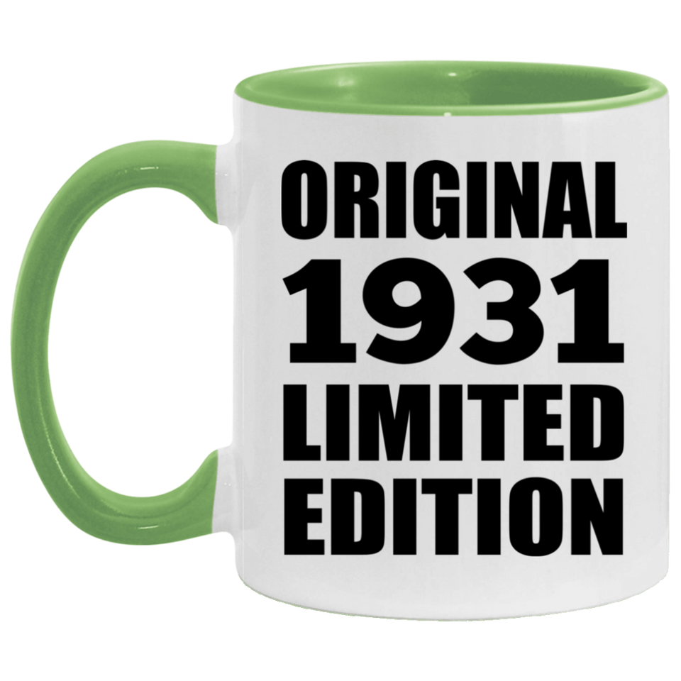 93rd Birthday Original 1931 Limited Edition - 11oz Accent Mug Green