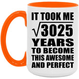 55th Birthday Took Square Root of 3025 Years To Awesome - 15oz Accent Mug Orange