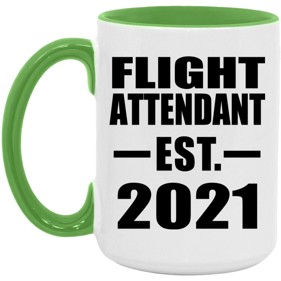 Flight Attendant Established EST. 2021 - 15oz Accent Mug Green