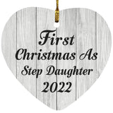 First Christmas As Step Daughter 2022 - Heart Ornament F