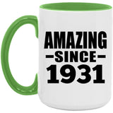 93rd Birthday Amazing Since 1931 - 15oz Accent Mug Green