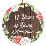11th Birthday 11 Years Of Being Awesome - Circle Ornament A