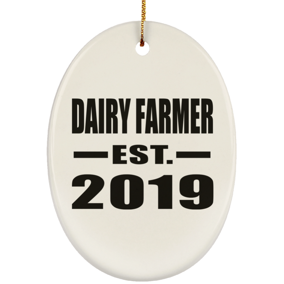 Dairy Farmer Established EST. 2019 - Oval Ornament