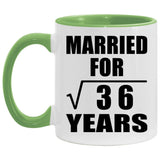 6th Anniversary Married For Square Root of 36 Years - 11oz Accent Mug Green