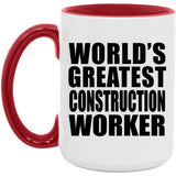 World's Greatest Construction Worker - 15oz Accent Mug Red