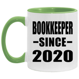 Bookkeeper Since 2020 - 11oz Accent Mug Green