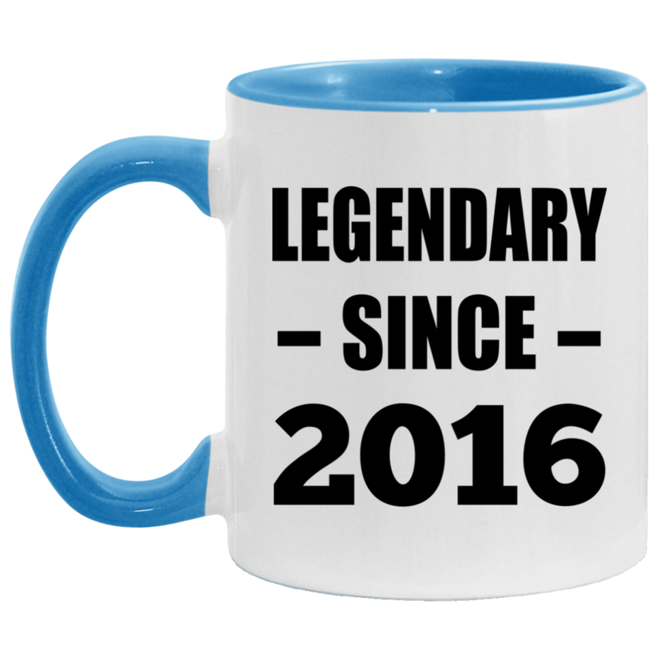8th Birthday Legendary Since 2016 - 11oz Accent Mug Blue