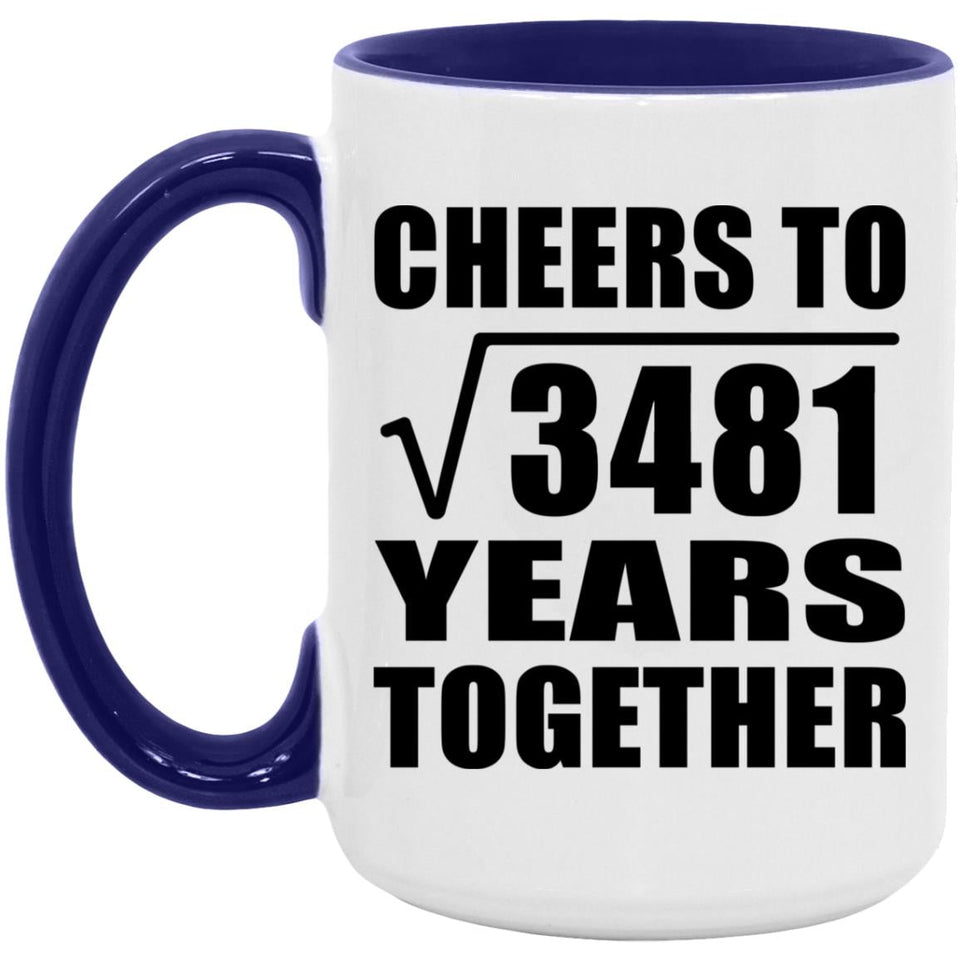 59th Anniversary Cheers To Square Root of 3481 Years Together - 15oz Accent Mug Purple