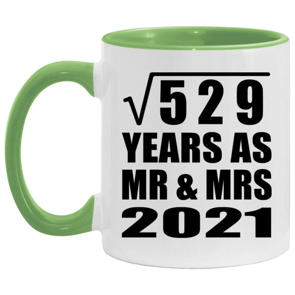 23rd Anniversary Square Root of 529 Years As Mr & Mrs 2021 - 11oz Accent Mug Green