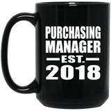 Purchasing Manager Established EST. 2018 - 15 Oz Coffee Mug Black