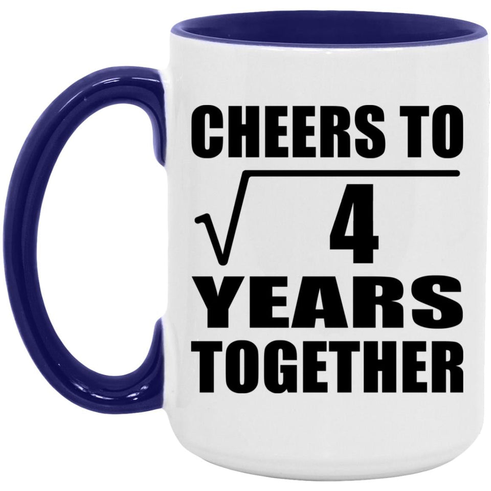 2nd Anniversary Cheers To Square Root of 4 Years Together - 15oz Accent Mug Purple