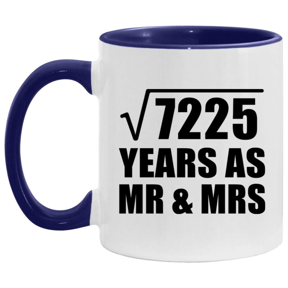 85th Anniversary Square Root of 7225 Years As Mr & Mrs - 11oz Accent Mug Purple