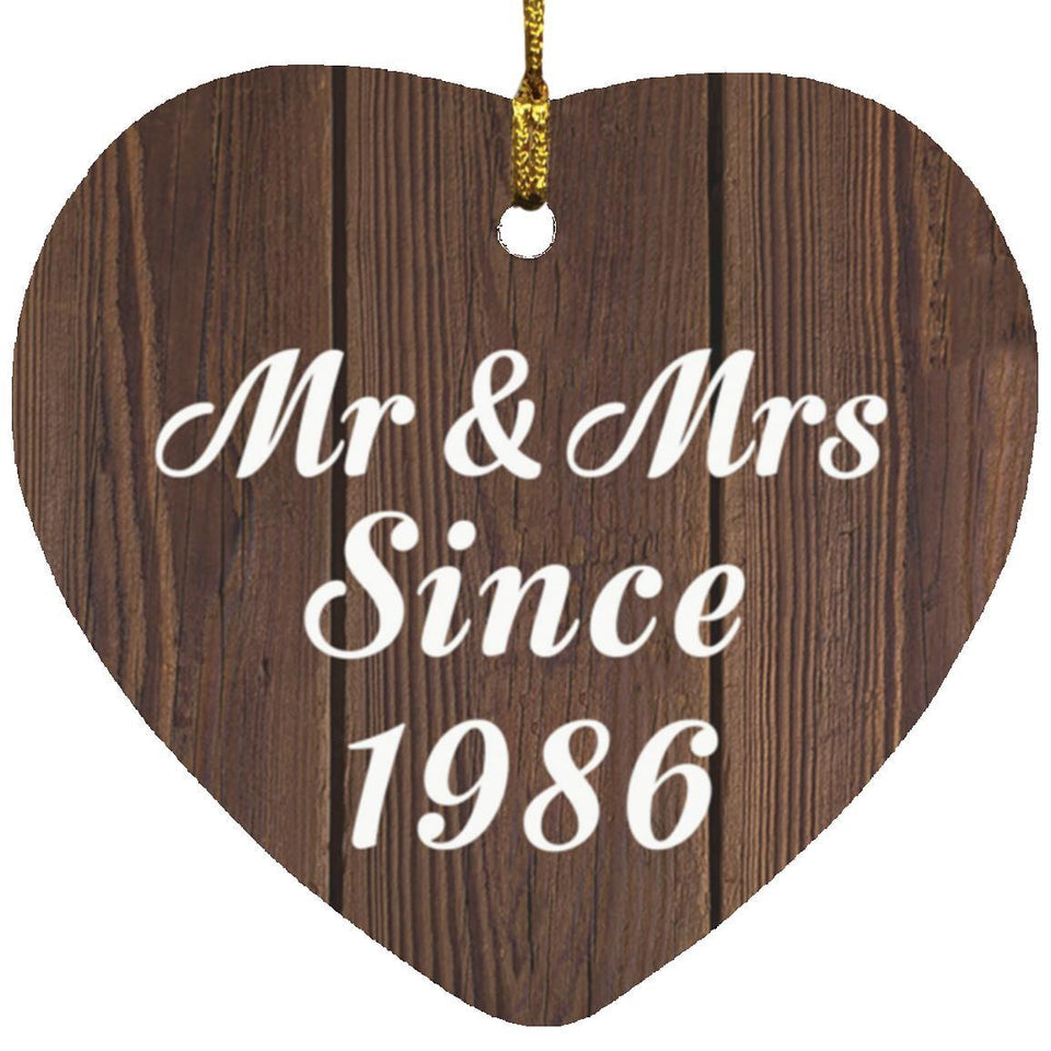 38th Anniversary Mr & Mrs Since 1986 - Heart Ornament D