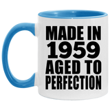 65th Birthday Made In 1959 Aged to Perfection - 11oz Accent Mug Blue