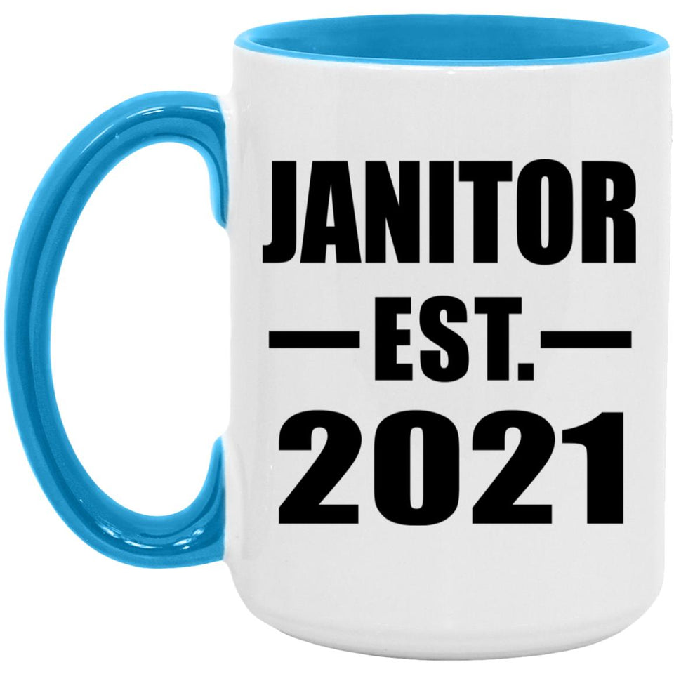 Janitor Established EST. 2021 - 15oz Accent Mug Blue