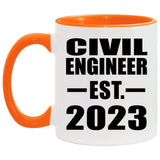 Civil Engineer Established EST. 2023 - 11oz Accent Mug Orange