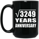 57th Anniversary Square Root of 3249 Years Anniversary - 15oz Coffee Mug Black