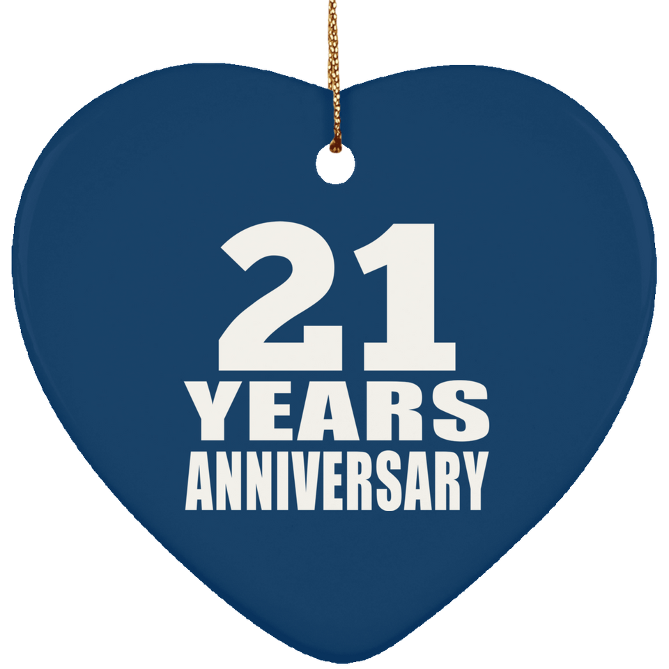21st Anniversary 21 Years - Heart Ornament