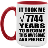 88th Birthday Took Square Root of 7744 Years To Awesome - 15oz Accent Mug Red