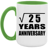 5th Anniversary Square Root of 25 Years Anniversary - 15oz Accent Mug Green