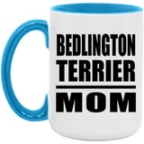 Bedlington Terrier Mom - 15oz Accent Mug Blue