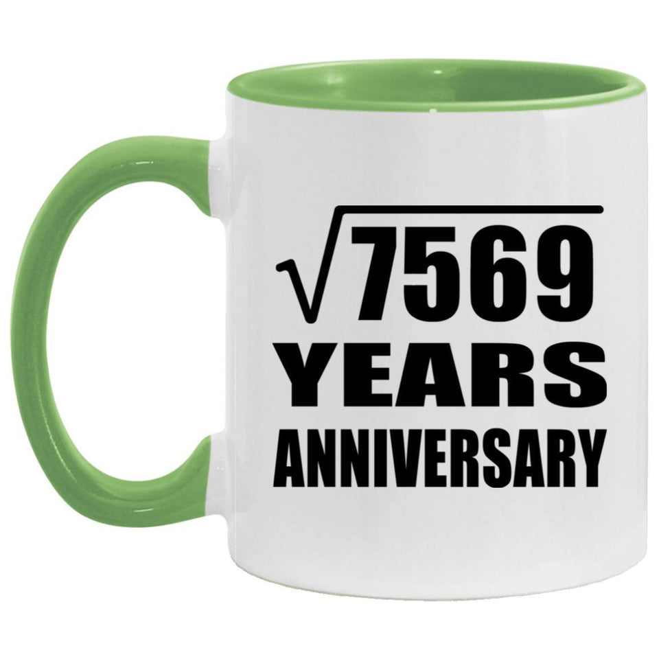 87th Anniversary Square Root of 7569 Years Anniversary - 11oz Accent Mug Green