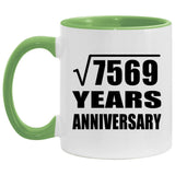 87th Anniversary Square Root of 7569 Years Anniversary - 11oz Accent Mug Green