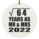 8th Anniversary Square Root of 64 Years As Mr & Mrs 2022 - Circle Ornament