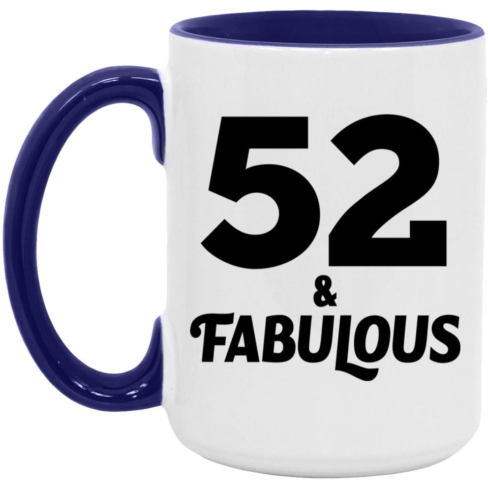 52nd Birthday 52 & Fabulous - 15oz Accent Mug Purple