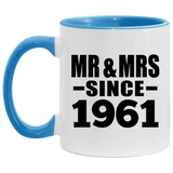63rd Anniversary Mr & Mrs Since 1961 - 11oz Accent Mug Blue