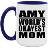 Amy World's Okayest Mom - 15oz Accent Mug Purple