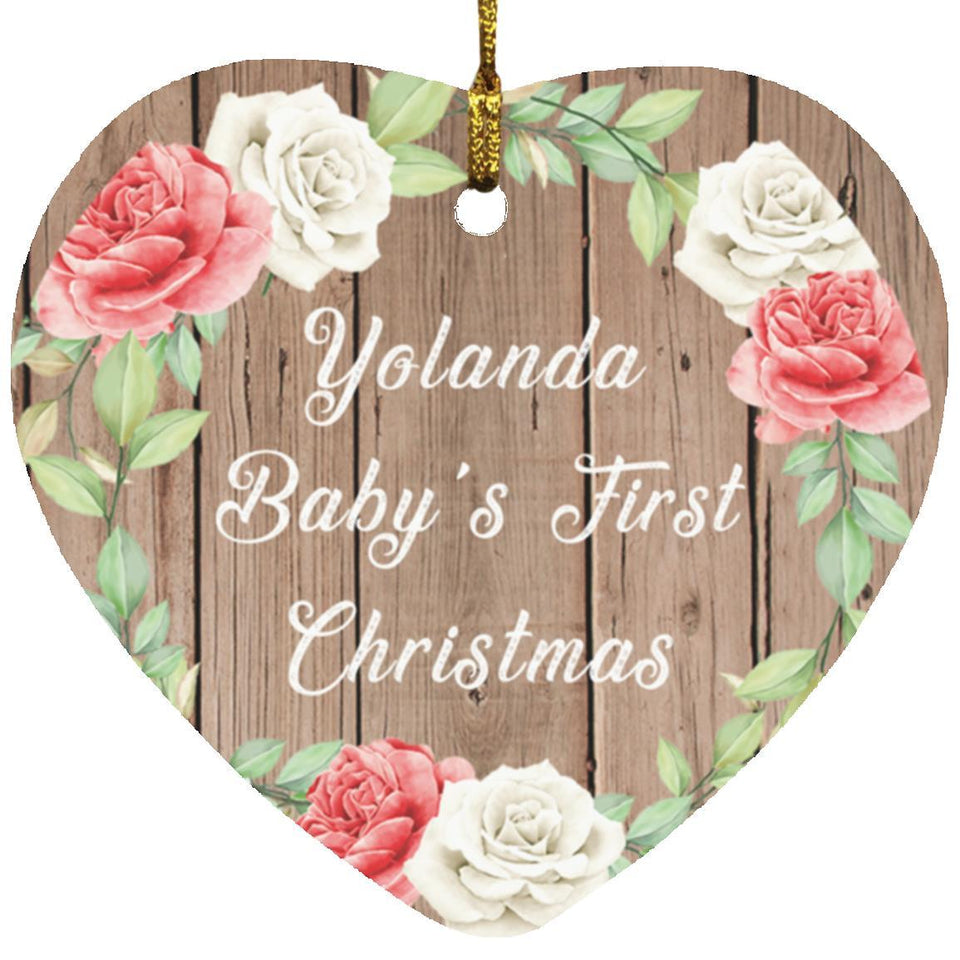Yolanda Baby's First Christmas - Heart Ornament B