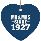 97th Anniversary Mr & Mrs Since 1927 - Heart Ornament