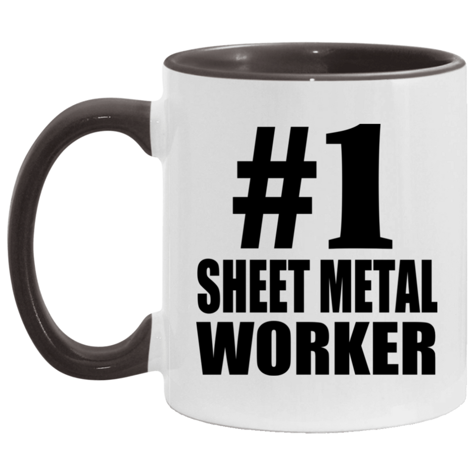 Number One #1 Sheet Metal Worker - 11oz Accent Mug Black
