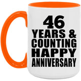 Happy 46th Anniversary 46 Years & Counting - 15oz Accent Mug Orange