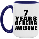 7th Birthday 7 Years Of Being Awesome - 15oz Accent Mug Purple