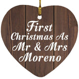 First Christmas As Mr & Mrs Moreno - Heart Ornament D