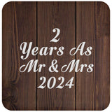2nd Anniversary 2 Years As Mr & Mrs 2024 - Drink Coaster D