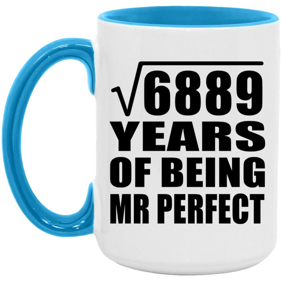 83rd Anniversary Square Root of 6889 Years of Mr Perfect - 15oz Accent Mug Blue