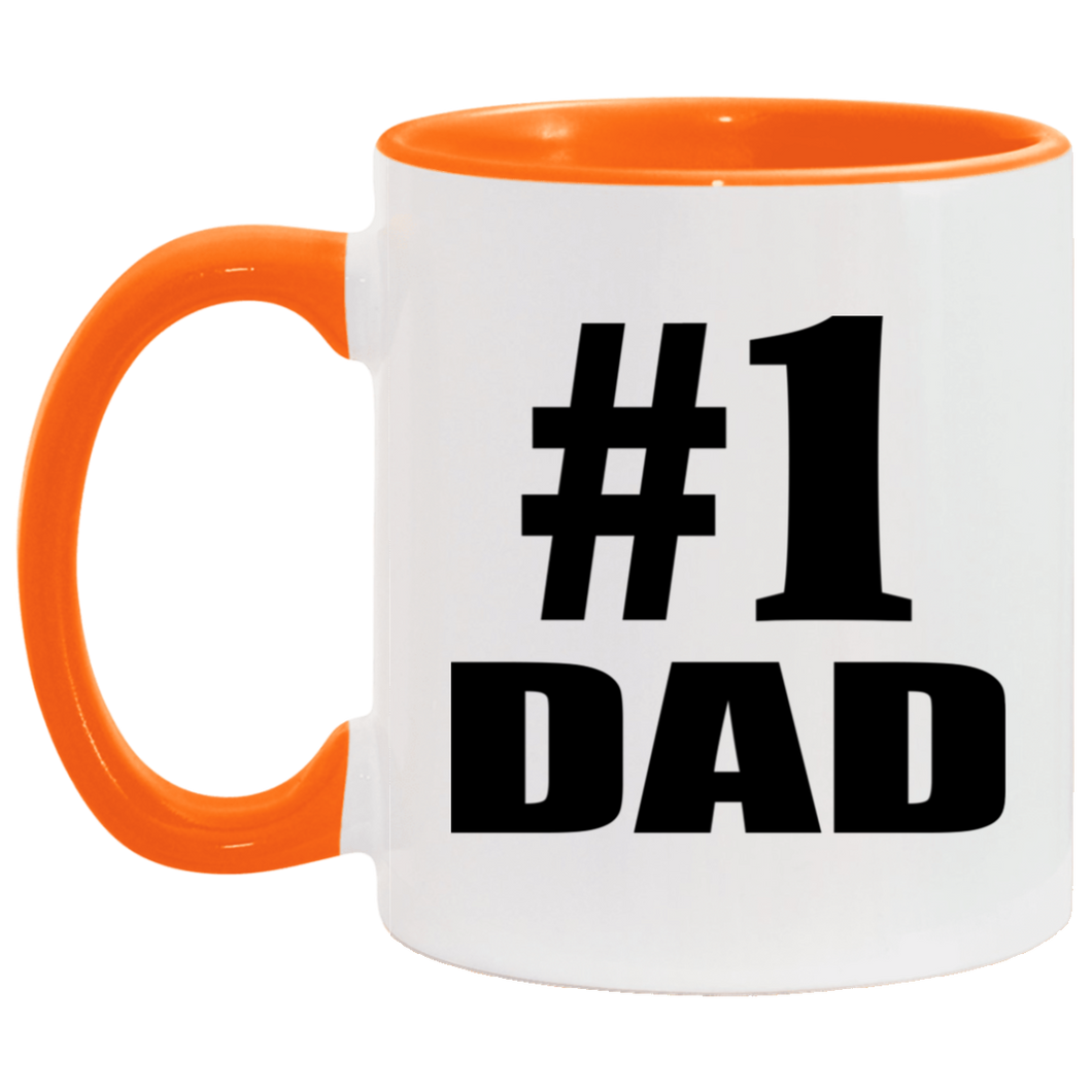 Number One #1 Dad - 11oz Accent Mug Orange