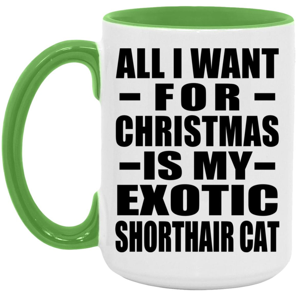 All I Want For Christmas Is My Exotic Shorthair Cat - 15oz Accent Mug Green