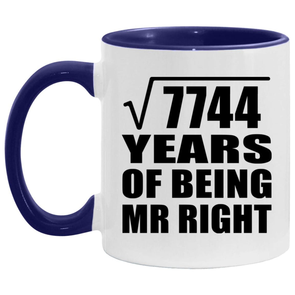 88th Anniversary Square Root Of 7744 Years Of Being Mr Right - 11oz Accent Mug Purple