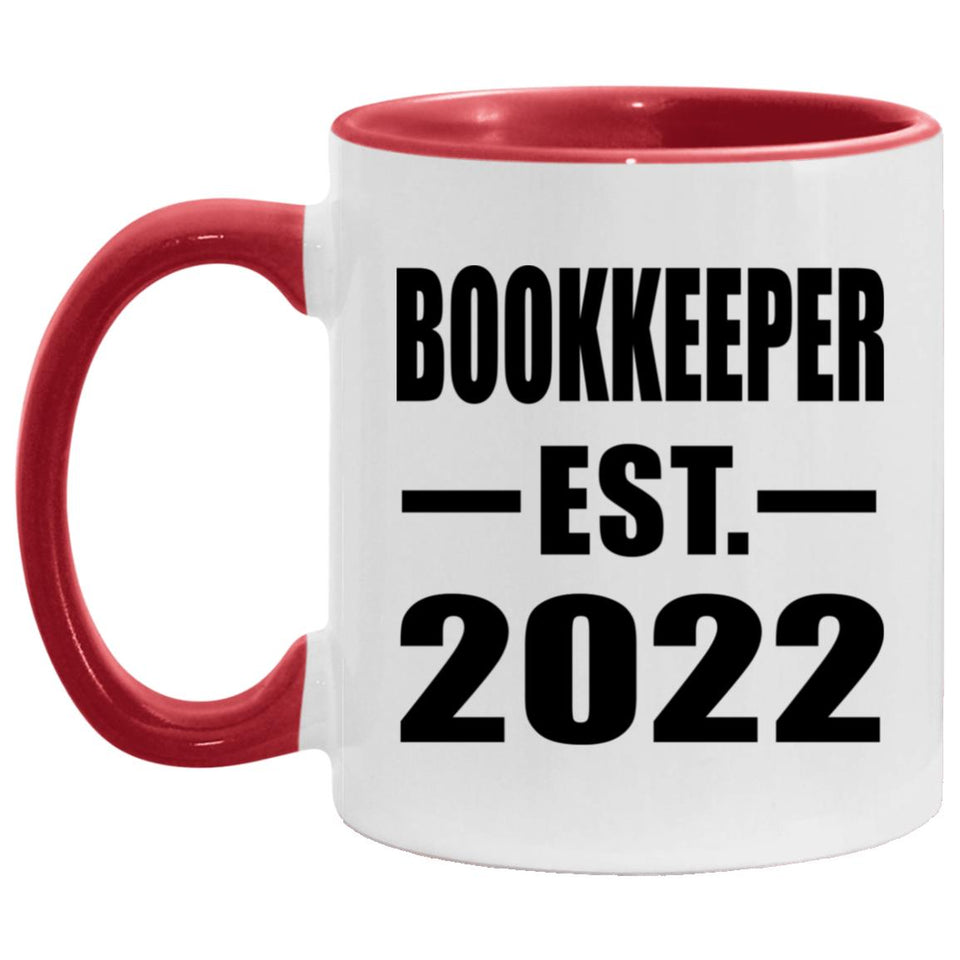 Bookkeeper Established EST. 2022 - 11oz Accent Mug Red