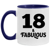 18th Birthday 18 & Fabulous - 11oz Accent Mug Purple