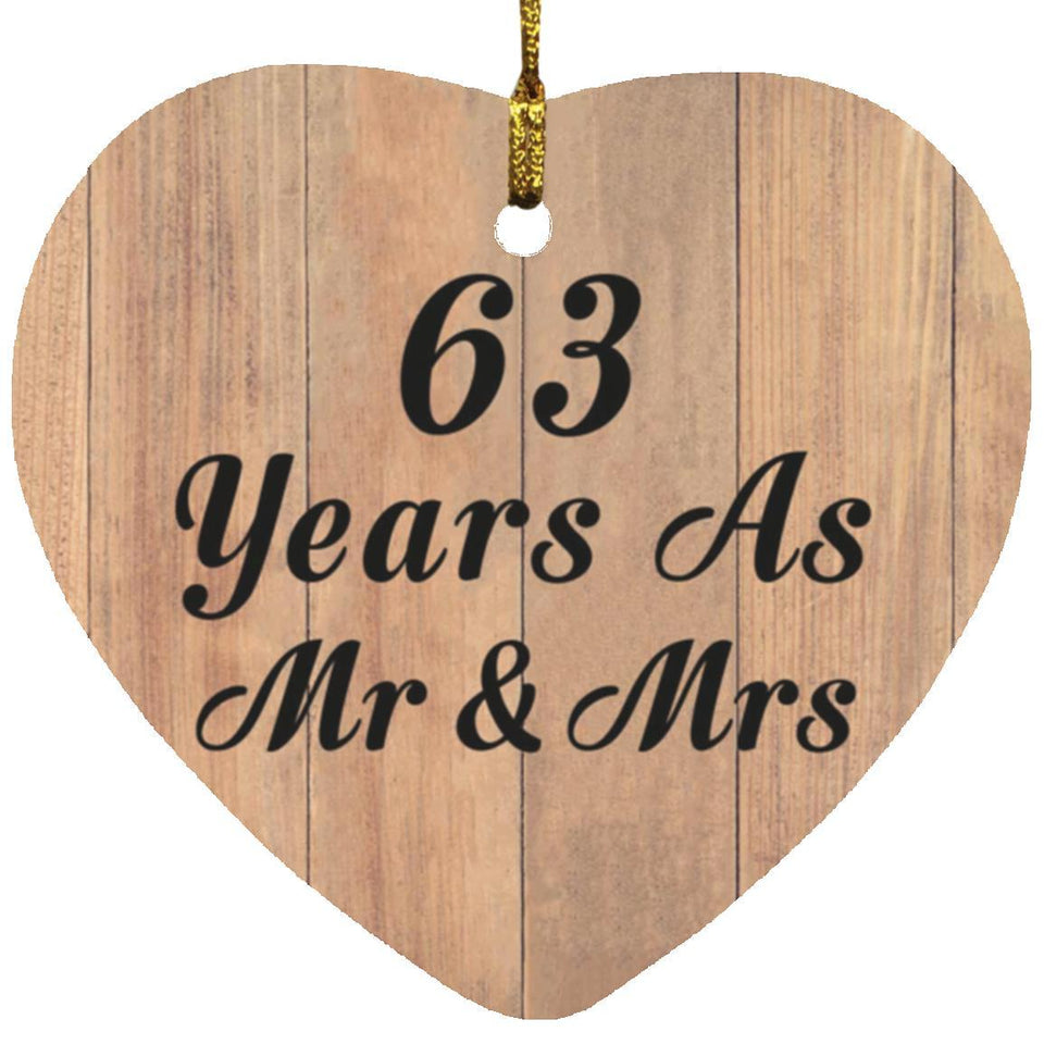 63 Years As Mr & Mrs - Heart Ornament C